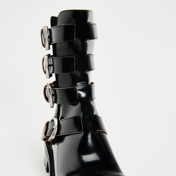 Zara Black Buckle Boots - Picture 3 of 4